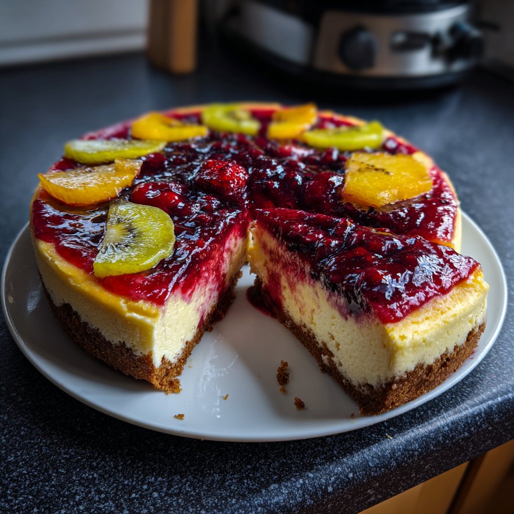 Käsekuchen mit Fruchtspiegel