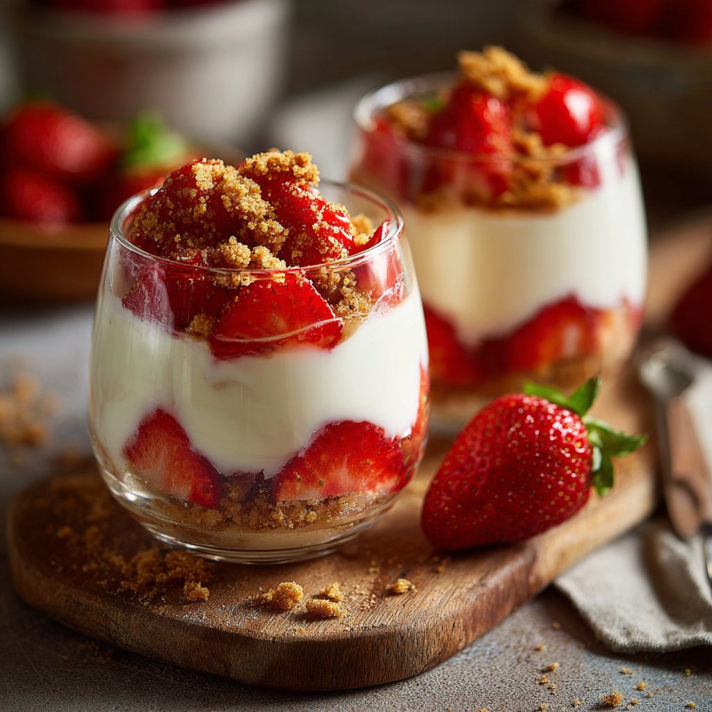 Erdbeer Quark Dessert Im Glas
