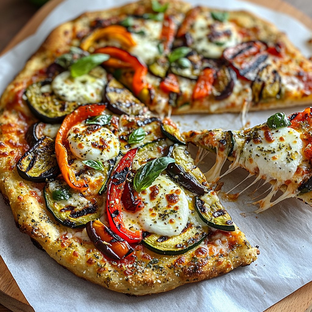 Pizza mit Gemüse vom Grill