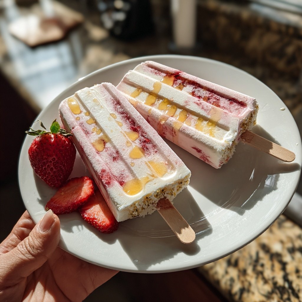 Erdbeer Joghurt Eis am Stiel