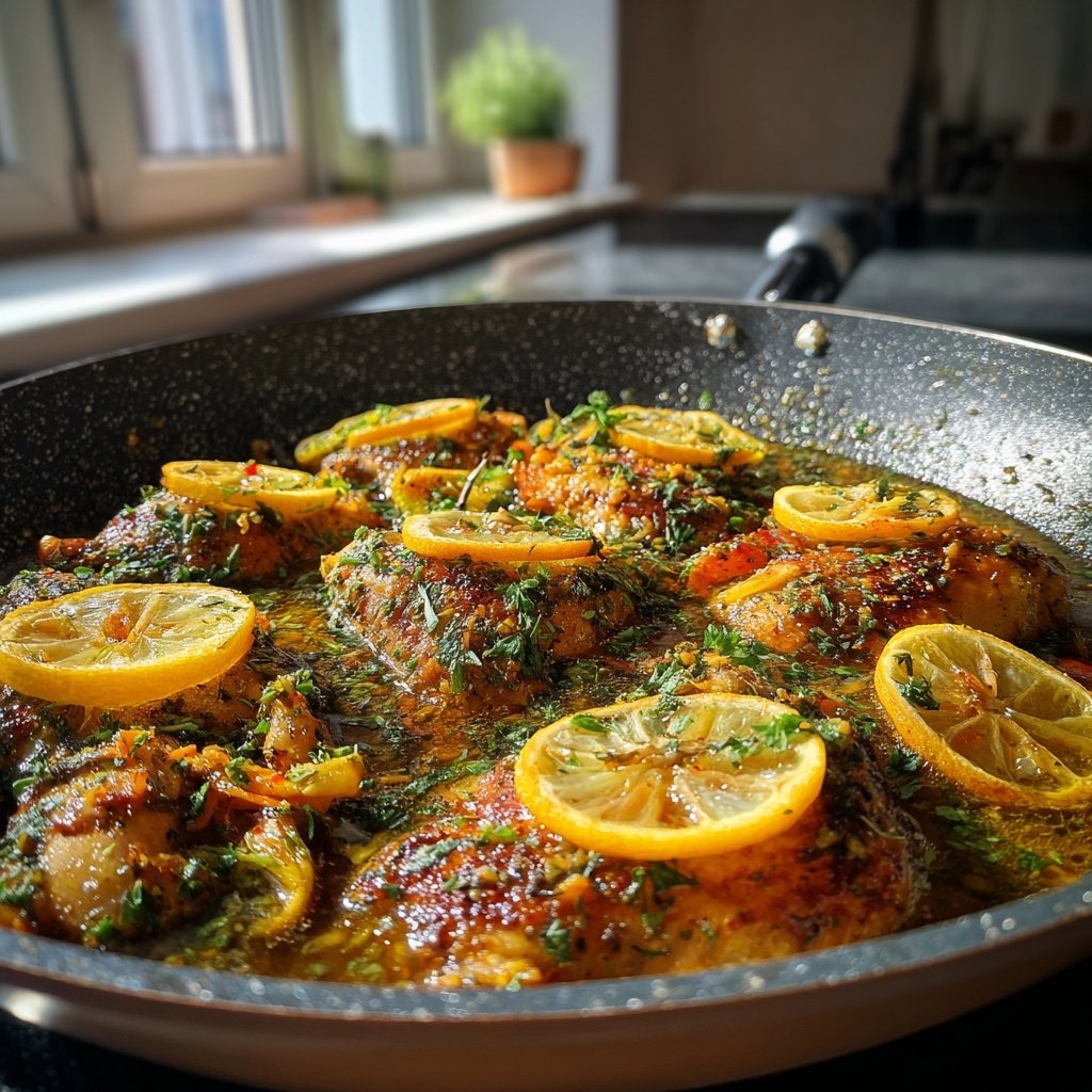 Kalorienarme Hähnchenpfanne Mit Zitronen Kräutern
