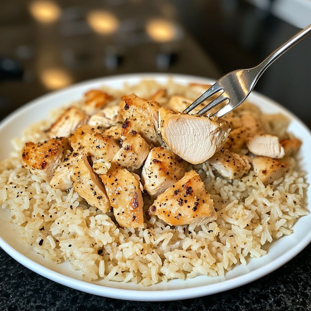 High Protein Bowl mit Reis und Hähnchen